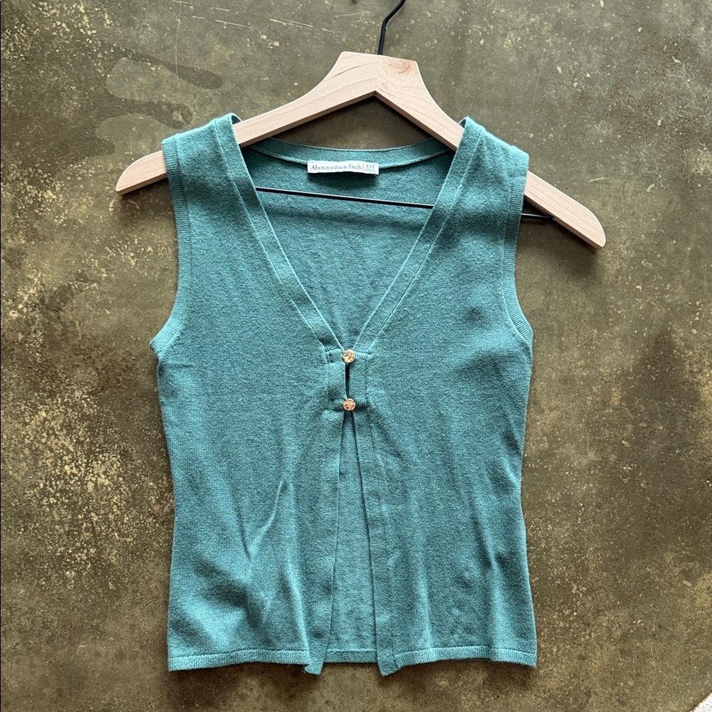 Abercrombie & Fitch Turquoise Buttoned Tank Top